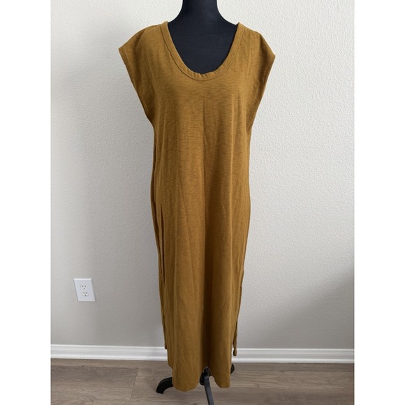 Universal Thread Dresses & Skirts - Large Mustard Midi Lounge Dress Minimalist Casual Boho Coastal Resort Earthcore